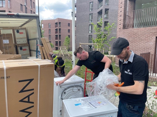 The team working hard to remove and recycle all rubbish