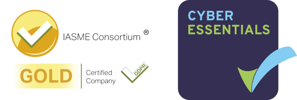 IASME gold and Cyber Essentials logo