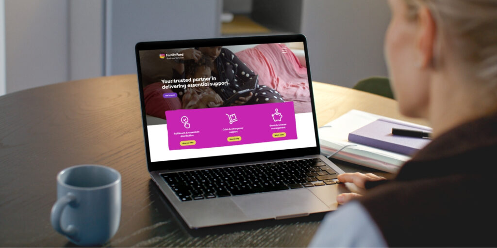 A woman browsing the FFBS website on her laptop